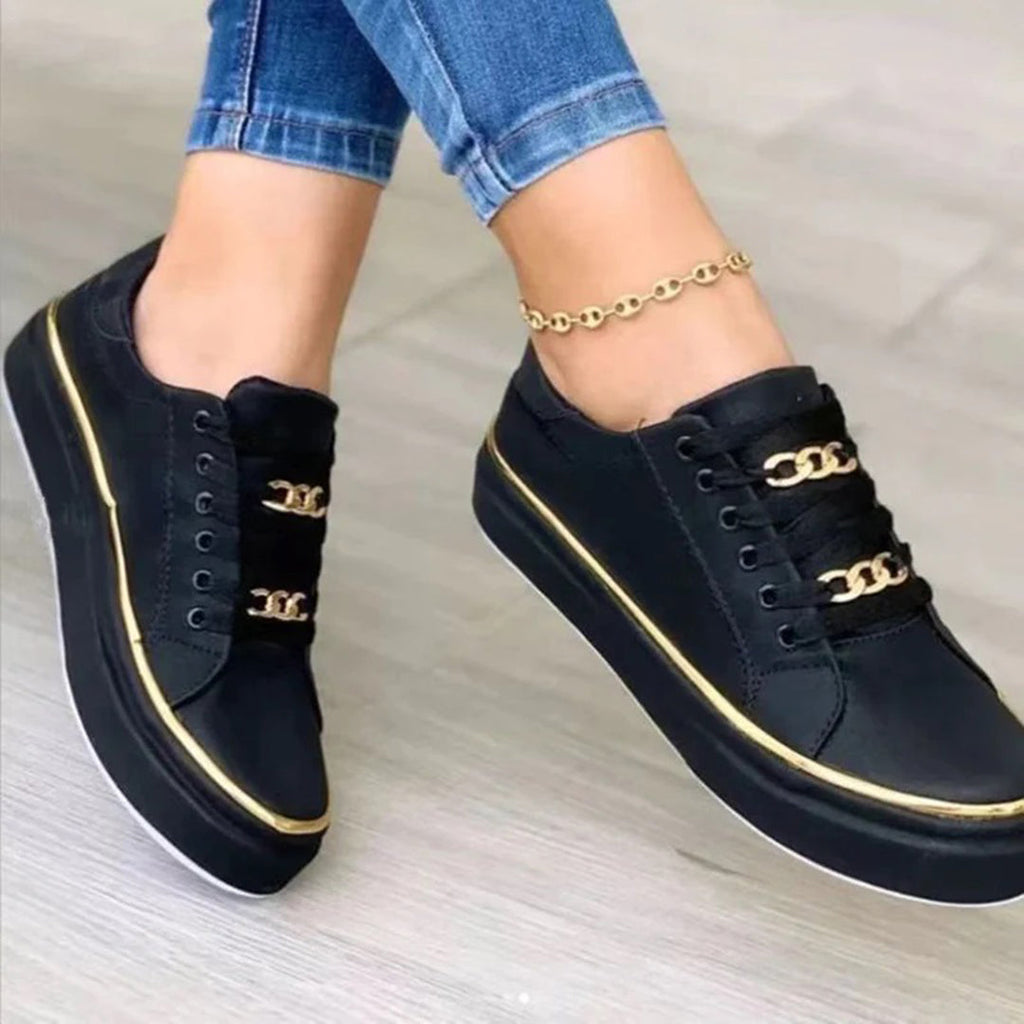 Damskie eleganckie sneakersy ze złotym detalem