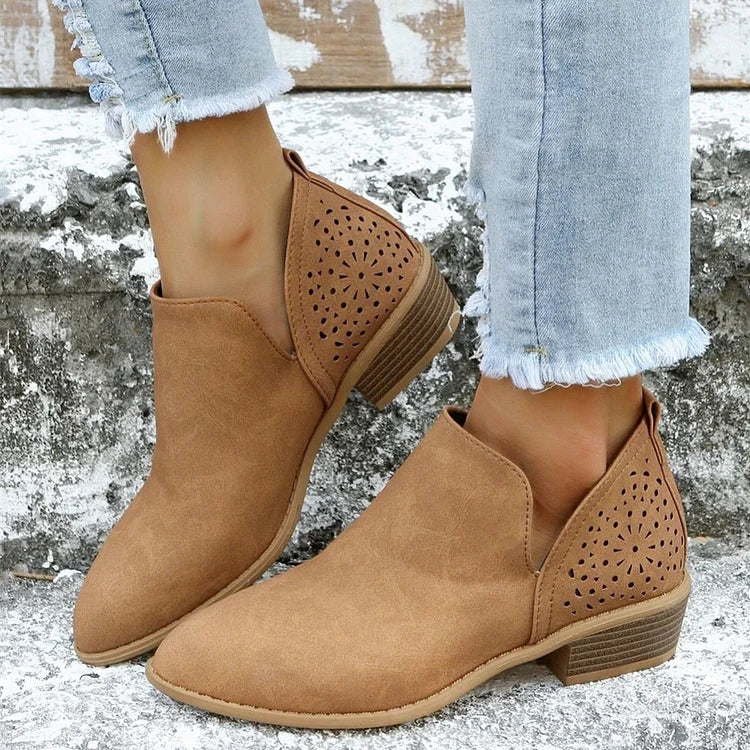 Damskie skórzane buty na niskim obcasie na lato