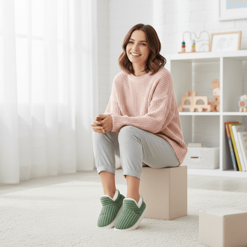 Damskie ciepłe kapcie termiczne do domu
