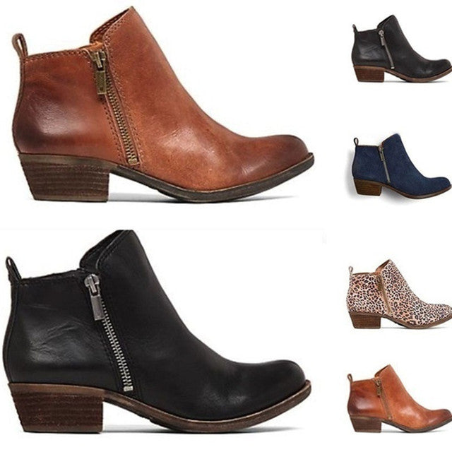 Damskie eleganckie botki na obcasie w stylu retro