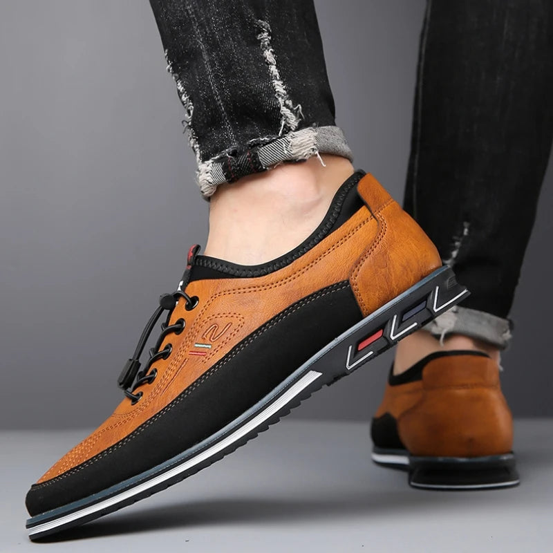 Męskie klasyczne skórzane buty, oddychające