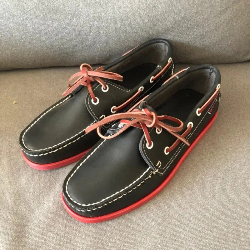 Męskie skórzane buty żeglarskie ręcznie wykonane