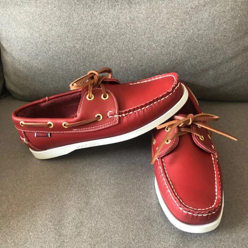 Męskie skórzane buty żeglarskie ręcznie wykonane
