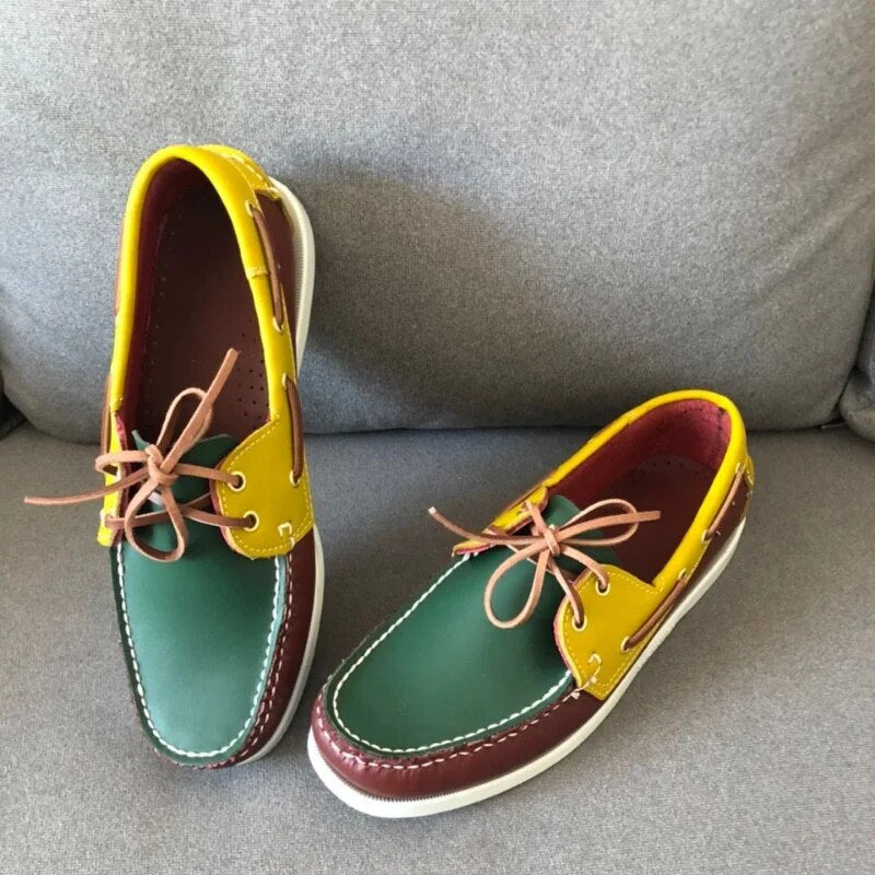 Męskie skórzane buty żeglarskie ręcznie wykonane