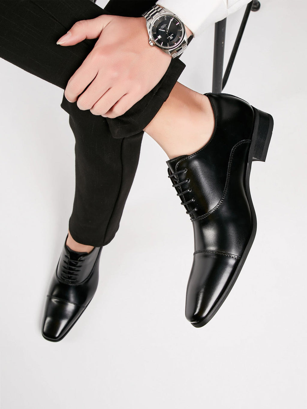 Męskie skórzane buty na sznurówki, formalne
