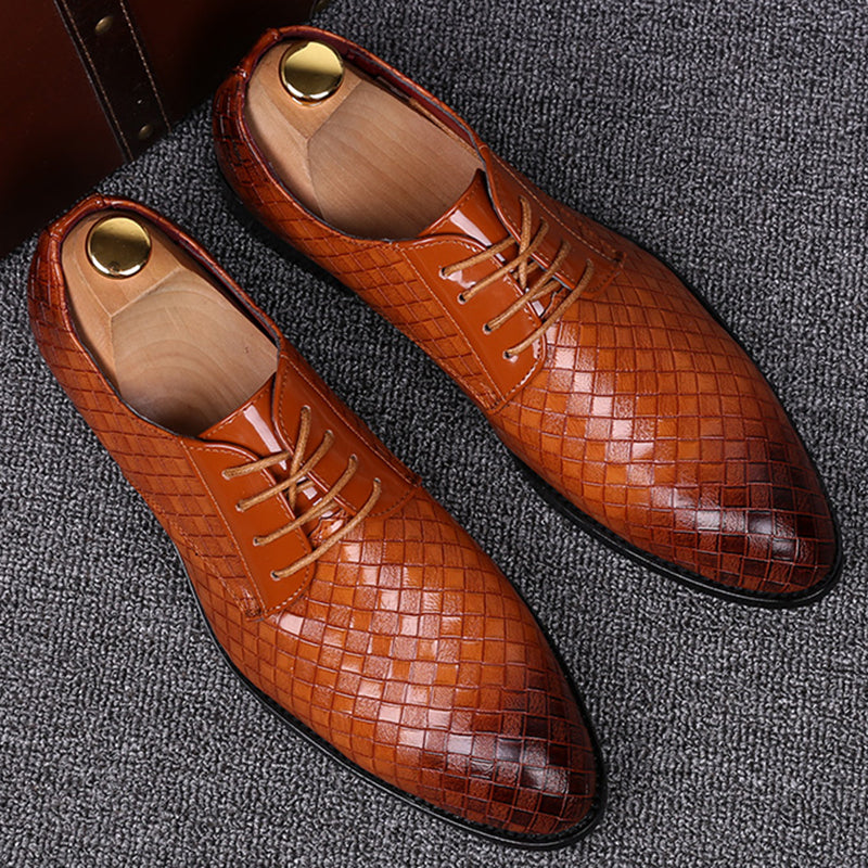 Męskie eleganckie skórzane buty na sznurówki