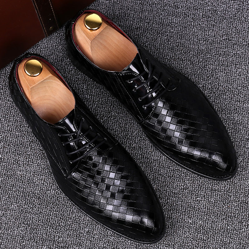 Męskie eleganckie skórzane buty na sznurówki