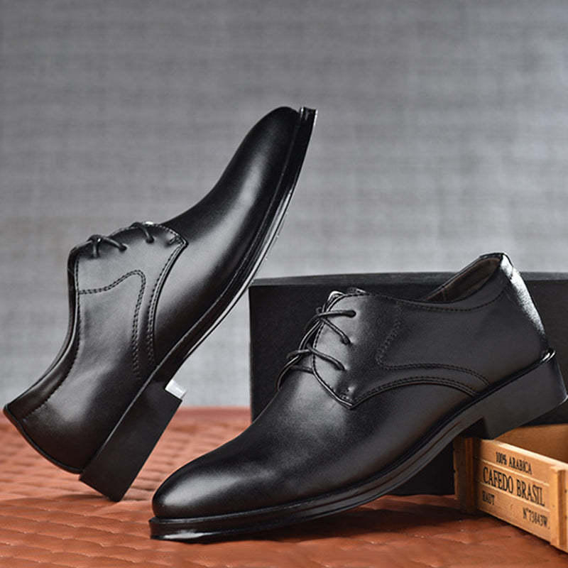 Męskie skórzane buty na sznurówki, eleganckie