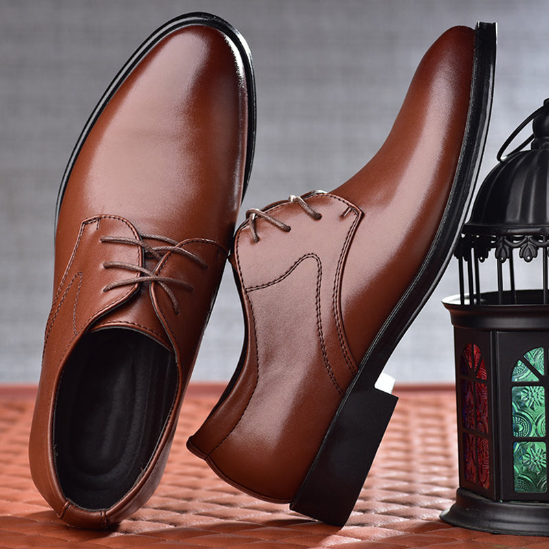 Męskie skórzane buty na sznurówki, eleganckie