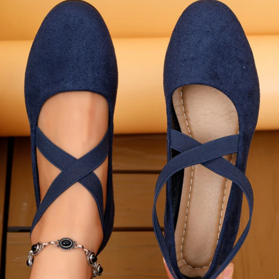 Damskie eleganckie baleriny na ukrytym koturnie