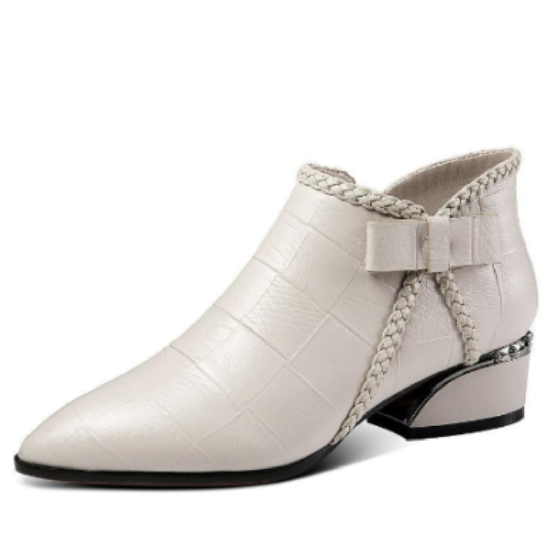 Damskie eleganckie botki na niskim obcasie