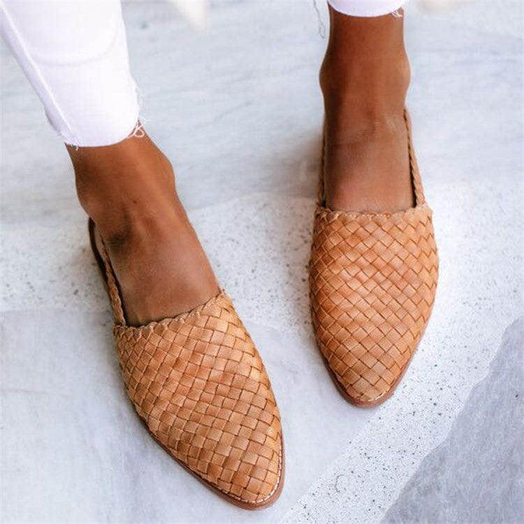 Damskie plecione sandały z paskiem slingback