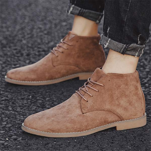 Męskie zamszowe buty za kostkę na sznurówki