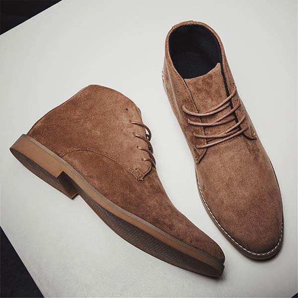 Męskie zamszowe buty za kostkę na sznurówki