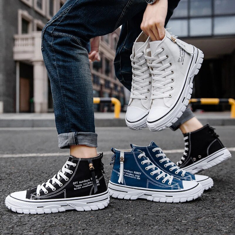 Męskie wysokie sneakersy z wulkanizowaną podeszwą