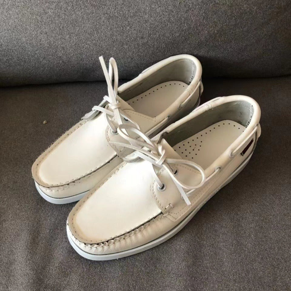 Męskie skórzane buty żeglarskie ręcznie wykonane