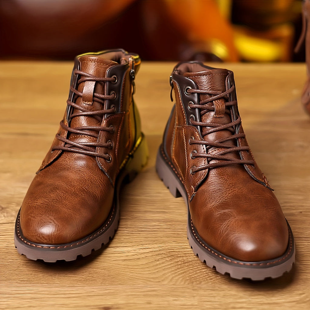 Męskie skórzane botki z suwakiem, eleganckie