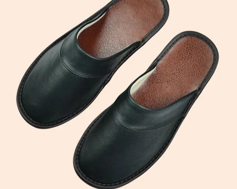 Męskie skórzane kapcie, trwałe i eleganckie