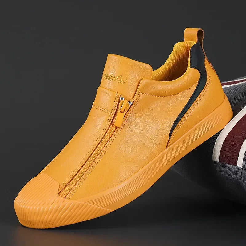 Męskie skórzane sneakersy premium, gładkie