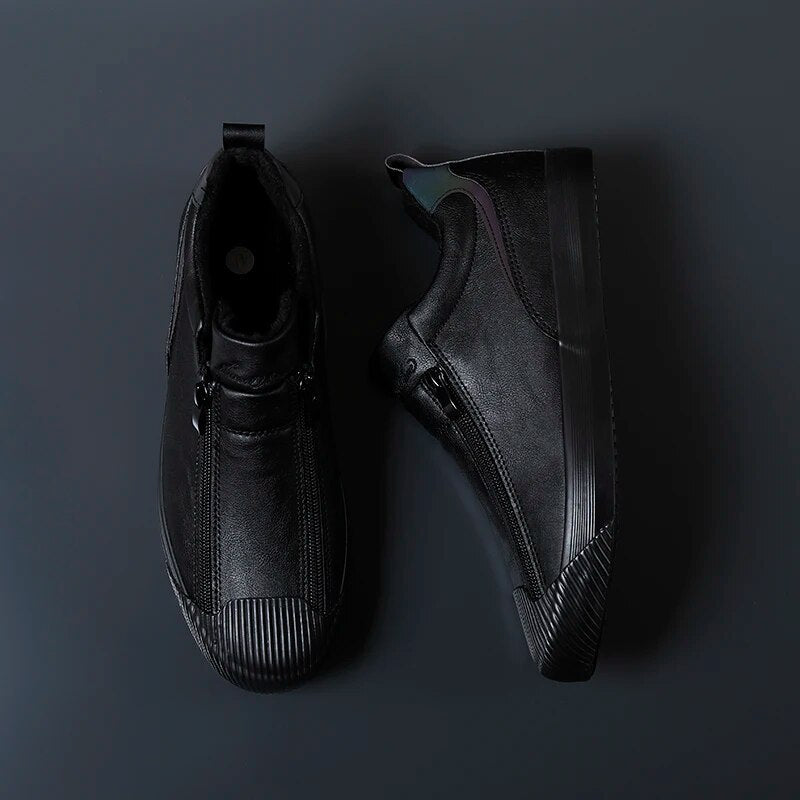 Męskie skórzane sneakersy premium, gładkie