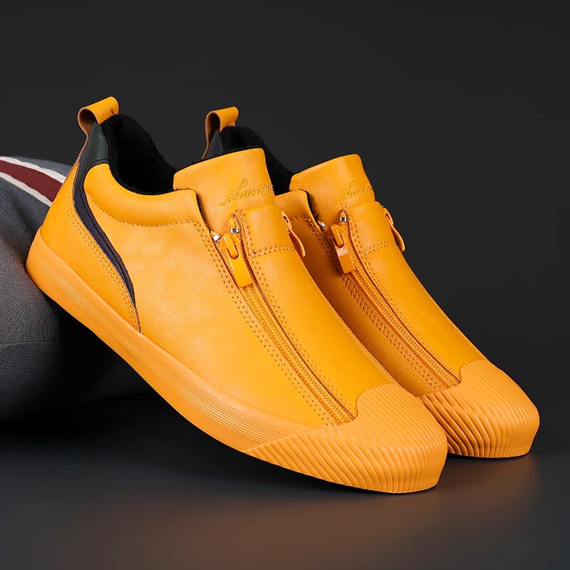 Męskie skórzane sneakersy premium, gładkie