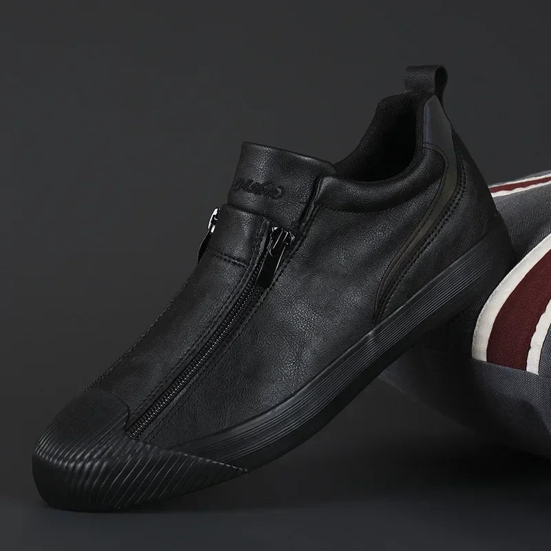Męskie skórzane sneakersy premium, gładkie
