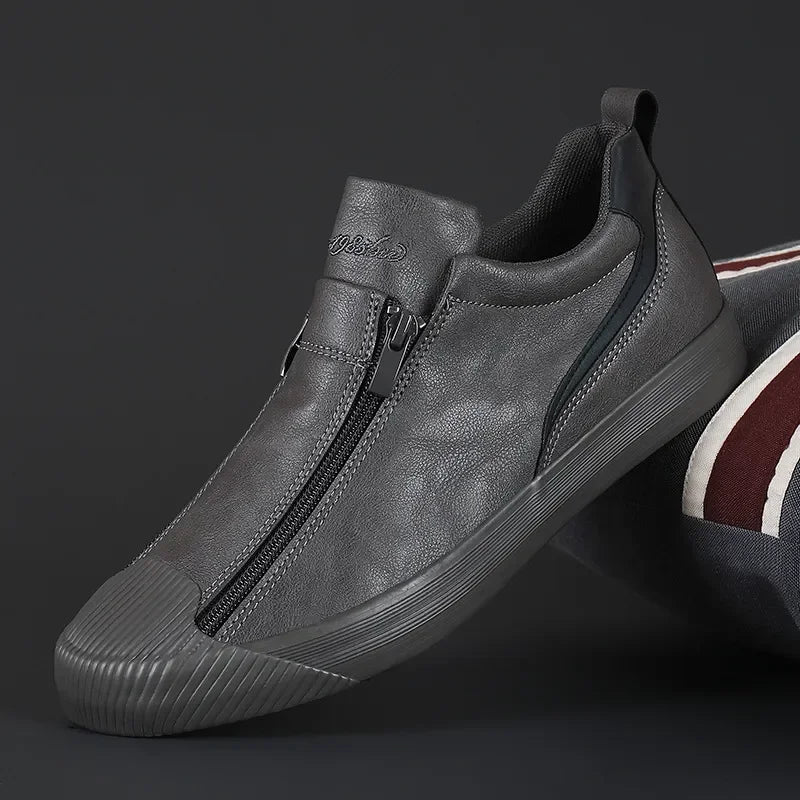 Męskie skórzane sneakersy premium, gładkie