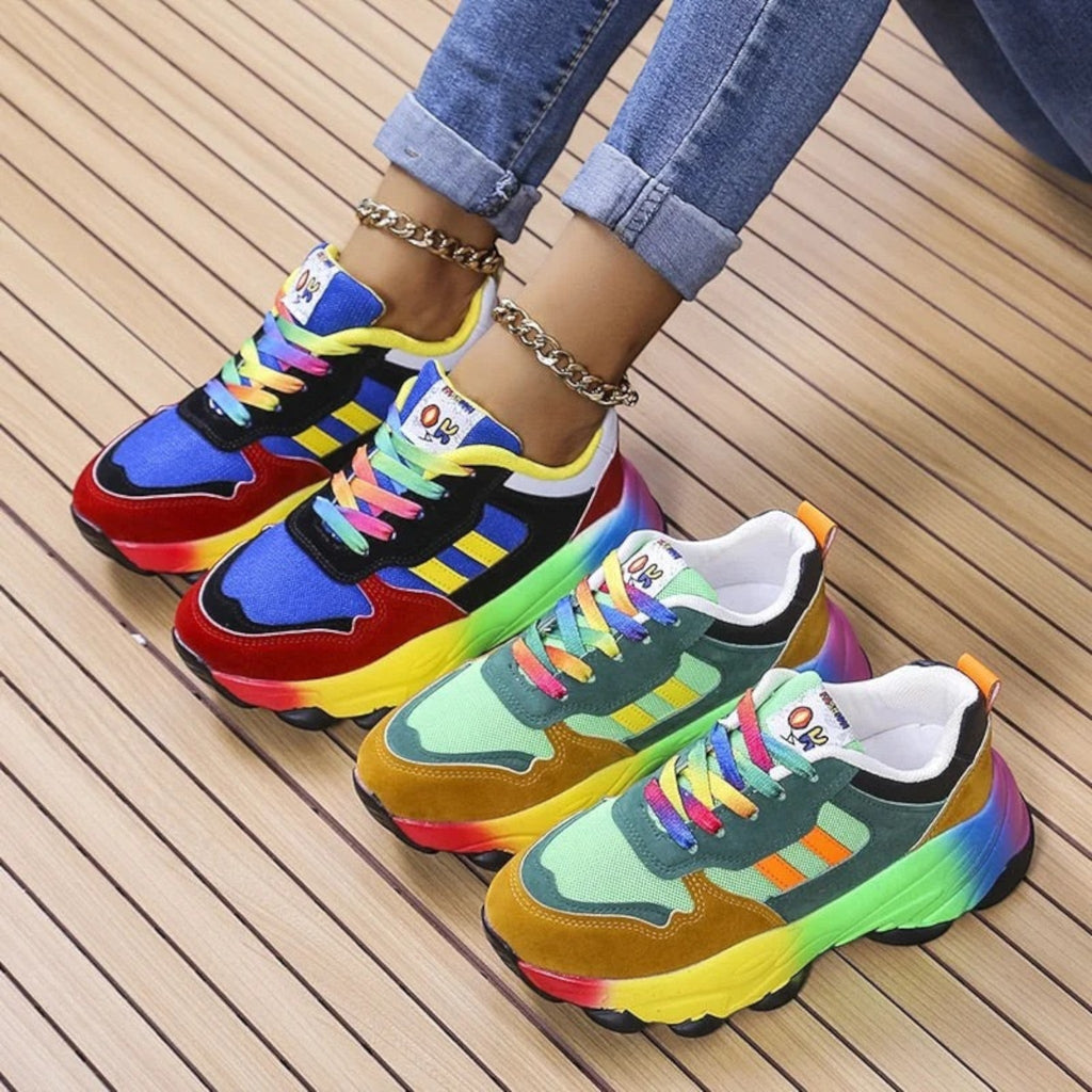 Damskie modne sneakersy na podwyższonej podeszwie