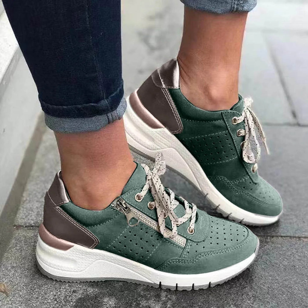 Damskie sneakersy na grubej podeszwie na sznurówki