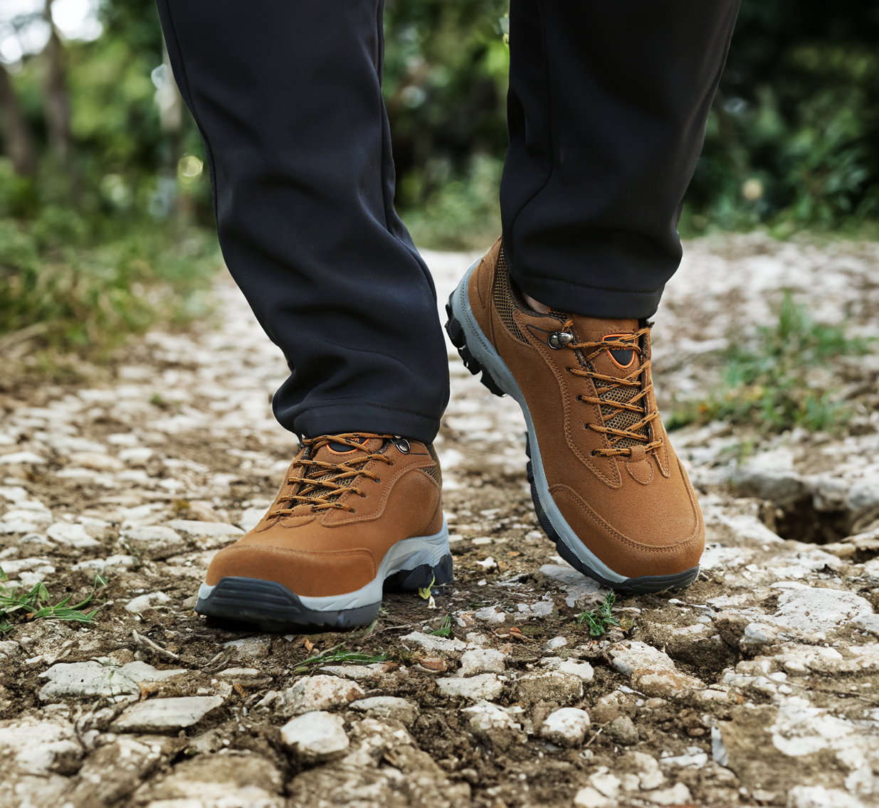 Męskie ortopedyczne buty trekkingowe z solidną podeszwą