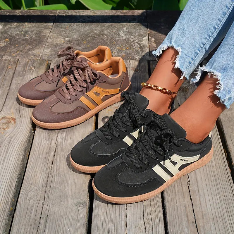 Damskie sneakersy w stylu retro na sznurówki