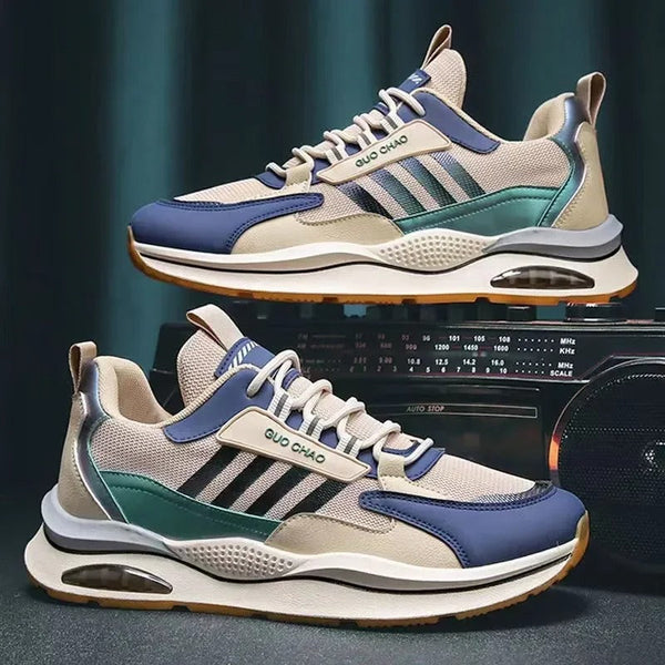 Męskie sneakersy retro z zamszu i siateczki