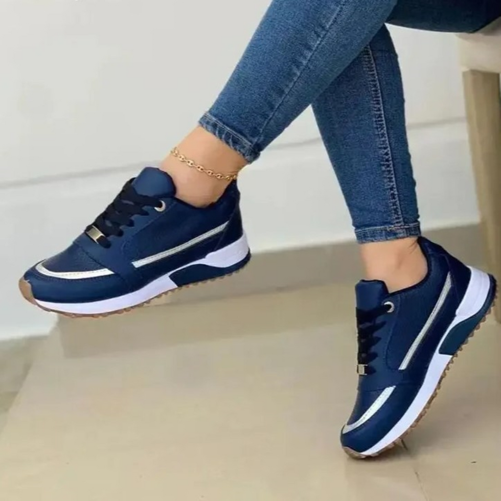 Damskie sportowe skórzane buty z białą podeszwą