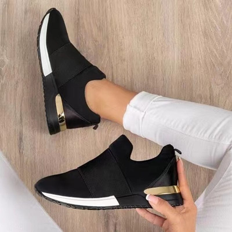 Damskie oddychające sneakersy ze złotymi akcentami