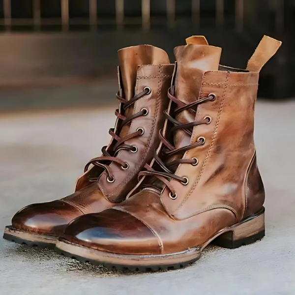 Męskie skórzane botki w stylu western vintage
