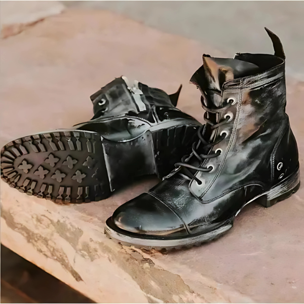 Męskie skórzane botki w stylu western vintage
