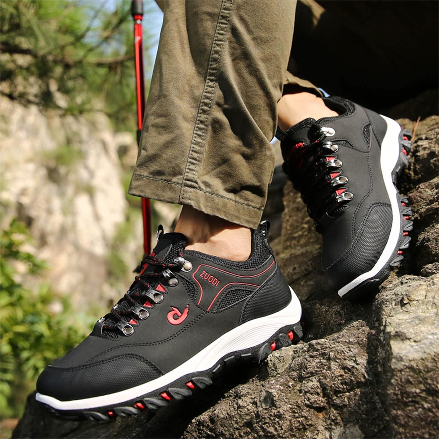 Męskie wodoodporne buty outdoor z dobrą przyczepnością