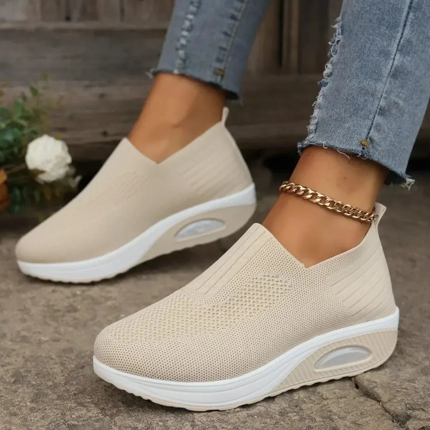 Damskie wsuwane sneakersy, oddychające i wygodne
