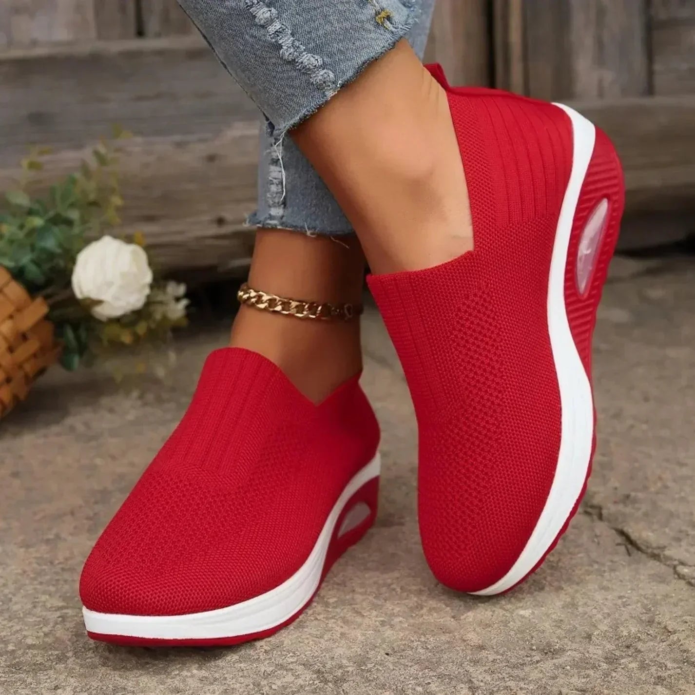 Damskie wsuwane sneakersy, oddychające i wygodne