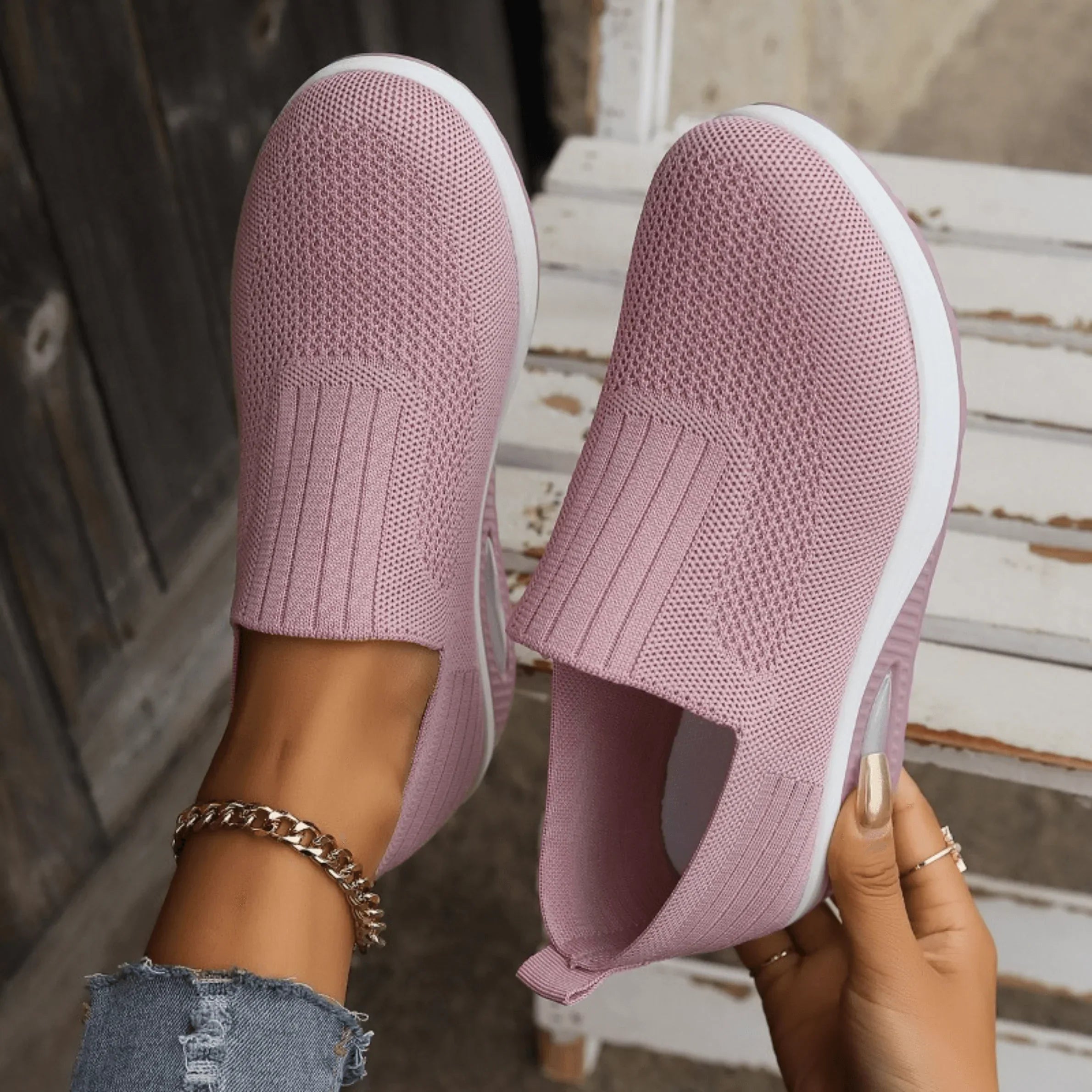 Damskie wsuwane sneakersy, oddychające i wygodne